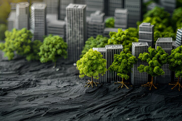 The concept reforestation by planting trees on city land.