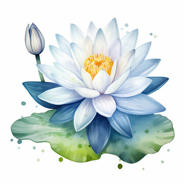 recommend clip art: Watercolor Waterlily Flower, clipart Illustration, Generative Ai
