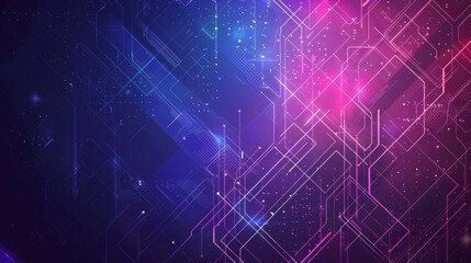 Obraz premium Electric Blue and Purple Tech Grid Futuristic Abstract Background with Glowing Geometric Shapes and Data Connectivity Ideal for Tech Presentations Websites and Digital Projects