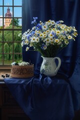 Still life with wild flowers and currant