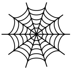 A black spider web with intricate patterns and a central point