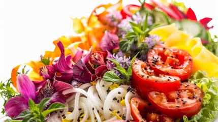 A colorful and vibrant vegetable salad with fresh ingredients, perfect for a healthy meal.