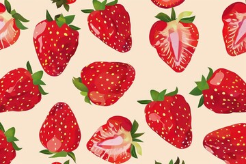 Strawberry on Beige Background