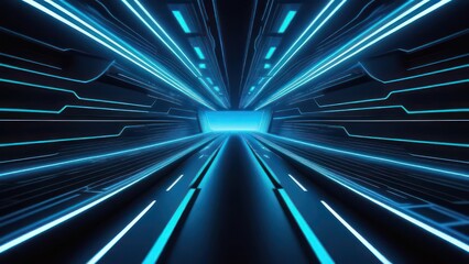 abstract futuristic dark background with many blue lines 