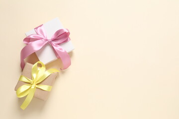 Beautiful gifts on a colored background