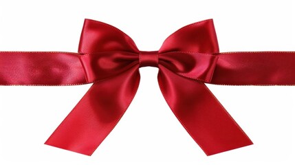 A luxurious red ribbon with a gold-trimmed bow on a transparent background. The ribbon is elegantly tied into a voluminous bow, perfect for festive decorations.