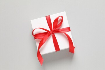 Beautiful gift on a gray background