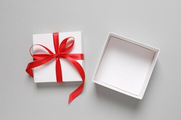 Beautiful gift on a gray background