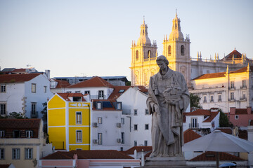 Obraz premium Statue of Saint Vicente in historic district of Lisbon city, Portugal