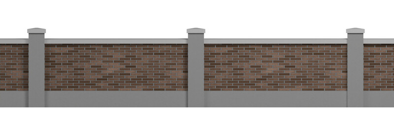 Sturdy Brick Wall with Concrete Posts for Urban Boundaries Fence