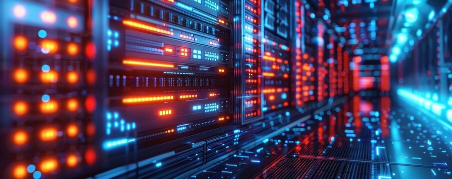 Futuristic crypto mining facility with advanced technology, representing innovation