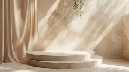 Minimalist podium with soft gradients and a stylish product