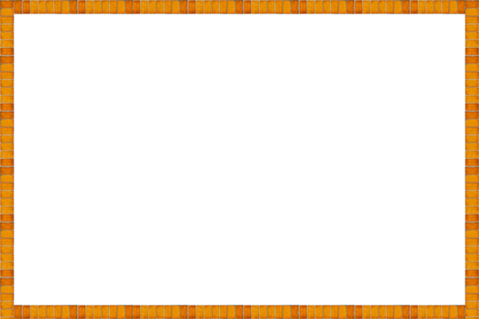 Square frame lined with yellow ceramic tiles is isolated on transparent background.