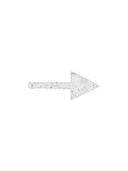 White arrow painted on the asphalt points to the right, isolated on a transparent background.