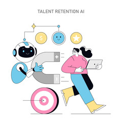 Using AI for Human Resources. Flat Vector Illustration