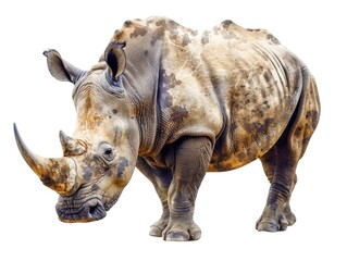 Fototapeta premium Rhino Close Up White Background