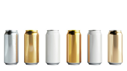 Blank beverage cans on transparent background