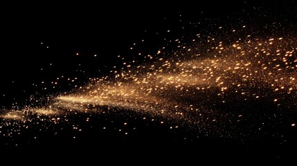 Abstract background with golden sparks and dust particles on a black background.