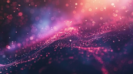Fototapeta premium Abstract background with pink and blue lights and particles, creating a dreamy and cosmic atmosphere.
