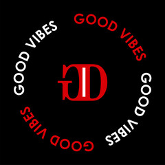 geometric logo round writing color and black good vibes slogan textile pattern background texture art print design