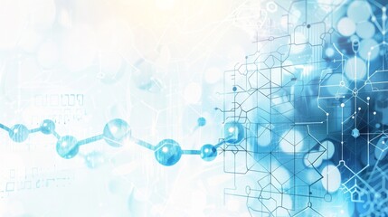 Obraz premium Abstract blue and white technology background with geometric shapes and connections. Ideal for digital and tech presentations.