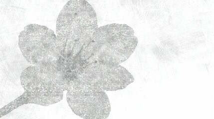   Black-and-white image of a flower on paper with a grunge texture