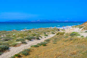 Tam Tam Beach - beautiful coast scenery with paradise beach on island Kos - travel destination in Greece, Europe