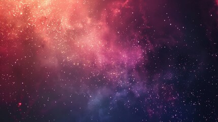 Obraz premium Abstract cosmic background with swirling clouds of pink, red, and blue hues and scattered stars.