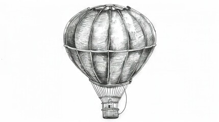  Drawing of a black & white hot air balloon with a line-drawn bottom