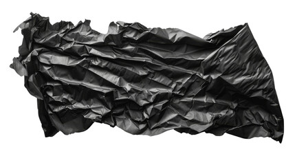 Black Crumpled Torn Paper on transparent background