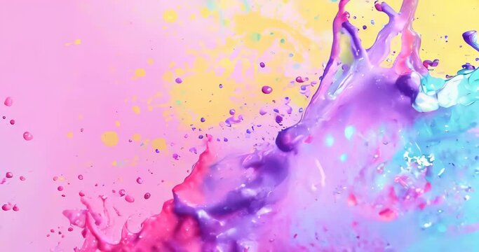 Pastel paint splashes creating a colorful abstract background with a gradient and soft color palette