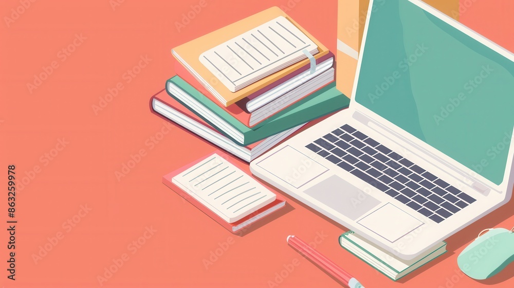 Poster A laptop and a stack of textbooks lie on a desk, representing the modern methods of learning. Generative AI