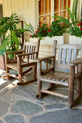 pair of old fashioned rocking chairs