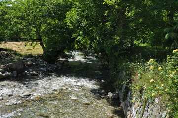 Small river on the rocks Turkey city Alania