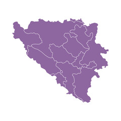 Silhouette and colored (purple) Bosnia and Herzegovina map