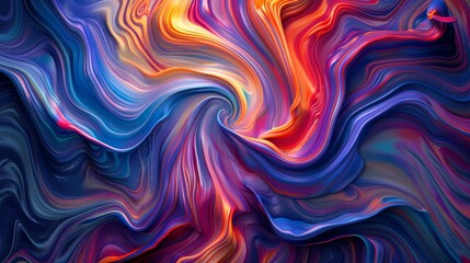 Obraz premium Abstract swirling paint in vibrant blue, purple, and orange hues. A dynamic and energetic background.