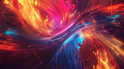 Fototapeta premium Abstract swirling vibrant colors in red, orange, pink, and blue. A dynamic and energetic abstract background.