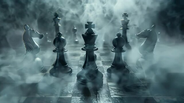 Chess pieces on chessboard