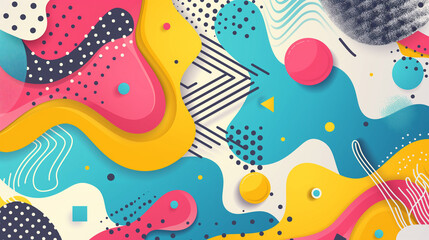 vibrant abstract background with colorful geometric shapes, fluid forms, and various patterns creating a lively and dynamic visual effect.
