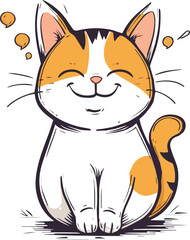 cat vector kitten icon logo cartoon character illustration doodle Cat Vector white Background