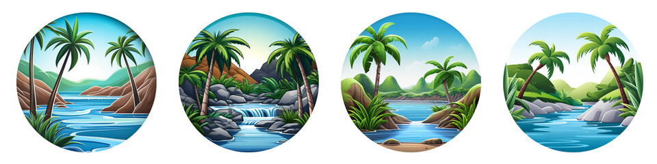 Obraz premium Oasis clipart collection, symbol, logos, icons isolated on transparent background