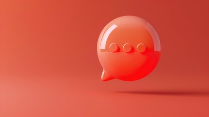 Single Orange Chat Bubble on Red Background. Generative AI