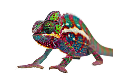 Fototapeta premium Gorgeous Chameleon Isolated on Transparent Background