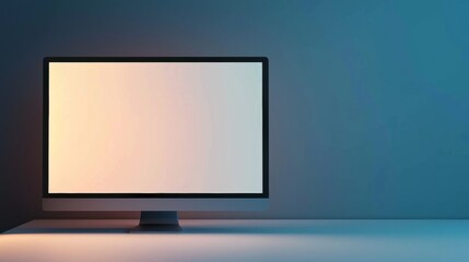 Fototapeta premium Minimalist Monitor Display on a Desk With Soft Lighting. Generative AI