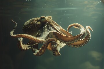 Fototapeta premium Photo of a single octopus shot direction from the front pose camouflaging time of day midday 