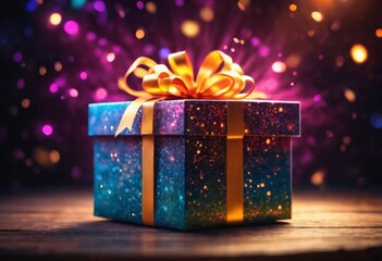 Magical gift box glowing with mystical energy