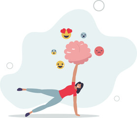 Emotion regulation with emotional intelligence control .Psychological feelings and mental mindset variation from sad to happy.flat illustration.