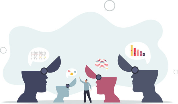 Personality differences and individual thinking styles .Mental mindset variation in social community with different emotions.flat illustration.
