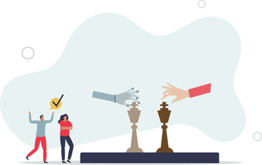 Artificial intelligence or AI usage for intellect games.flat illustration.