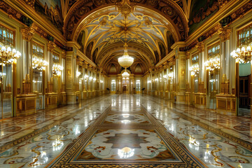 Obraz premium Luxurious Royal Palace Interior with Chandeliers